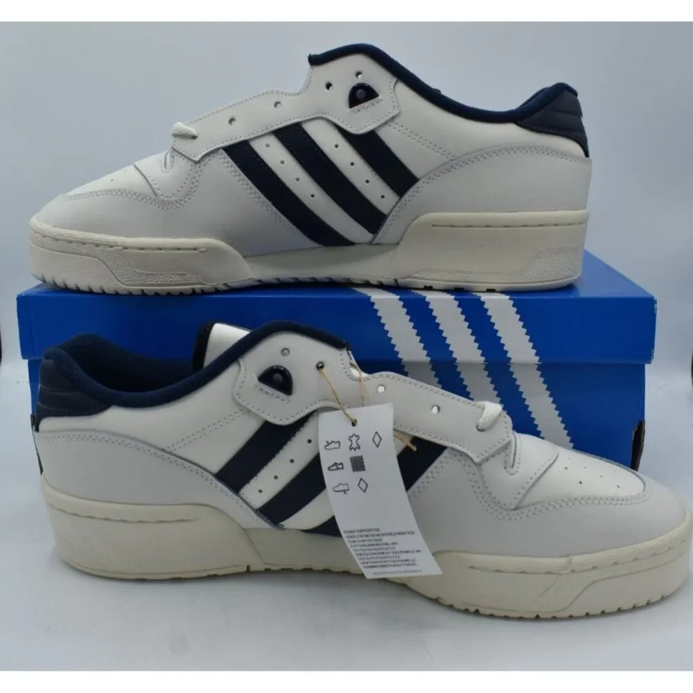 Adidas Mens Size 13 Rivalry Low‎ White Navy Casual Sneakers Shoes Y2K